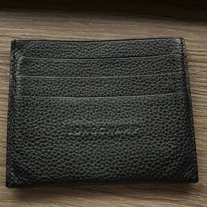 Longchamp Textured Black Card Holder